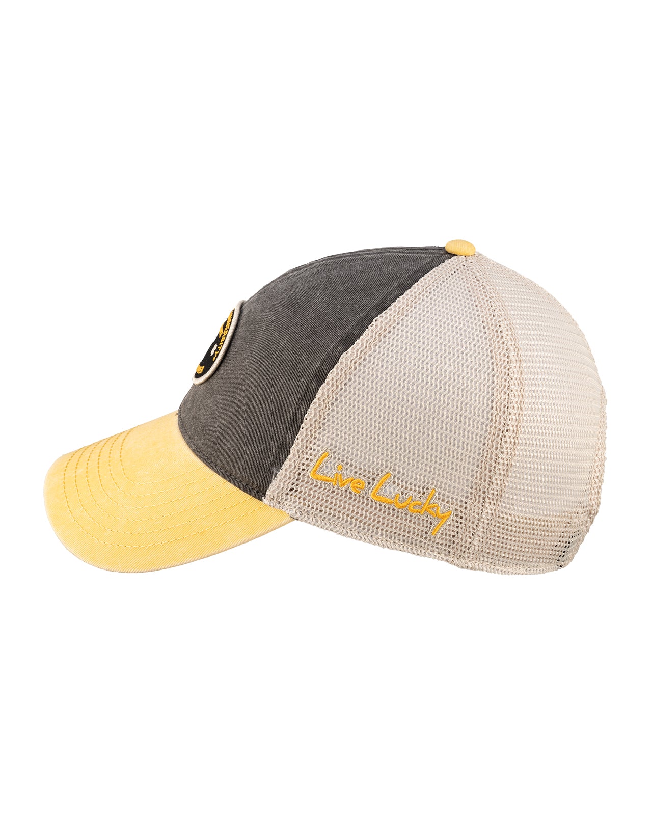 Grey and yellow two tone vintage style hat from Black Clover featuring Wichita State Shockers logo